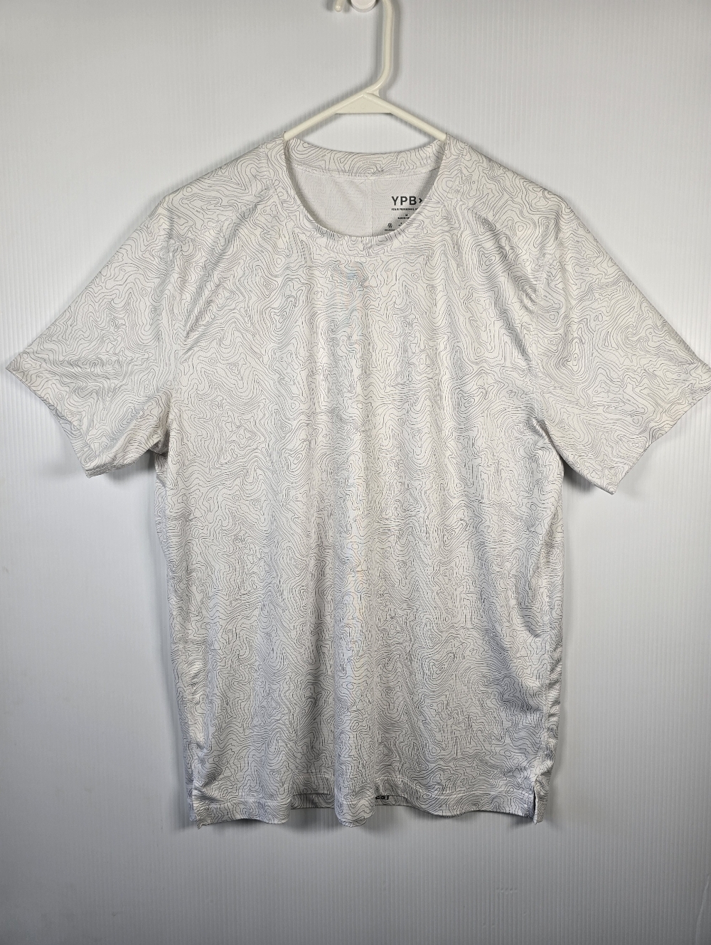 YPB Abercrombie&Fitch White Abstract-Print Men's Short Sleece Crew Neck Shirt M